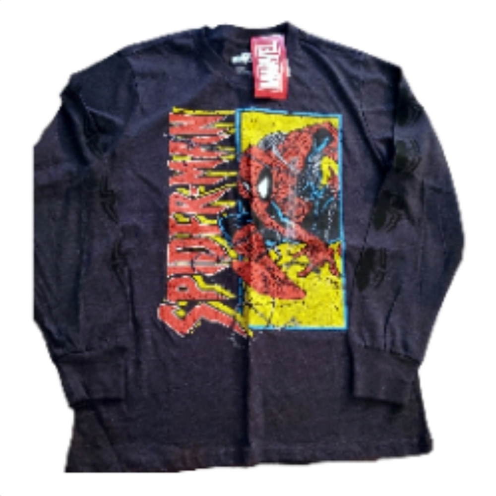 Spiderman Dark Grey Long Sleeve Tshirt Youth size L NWT